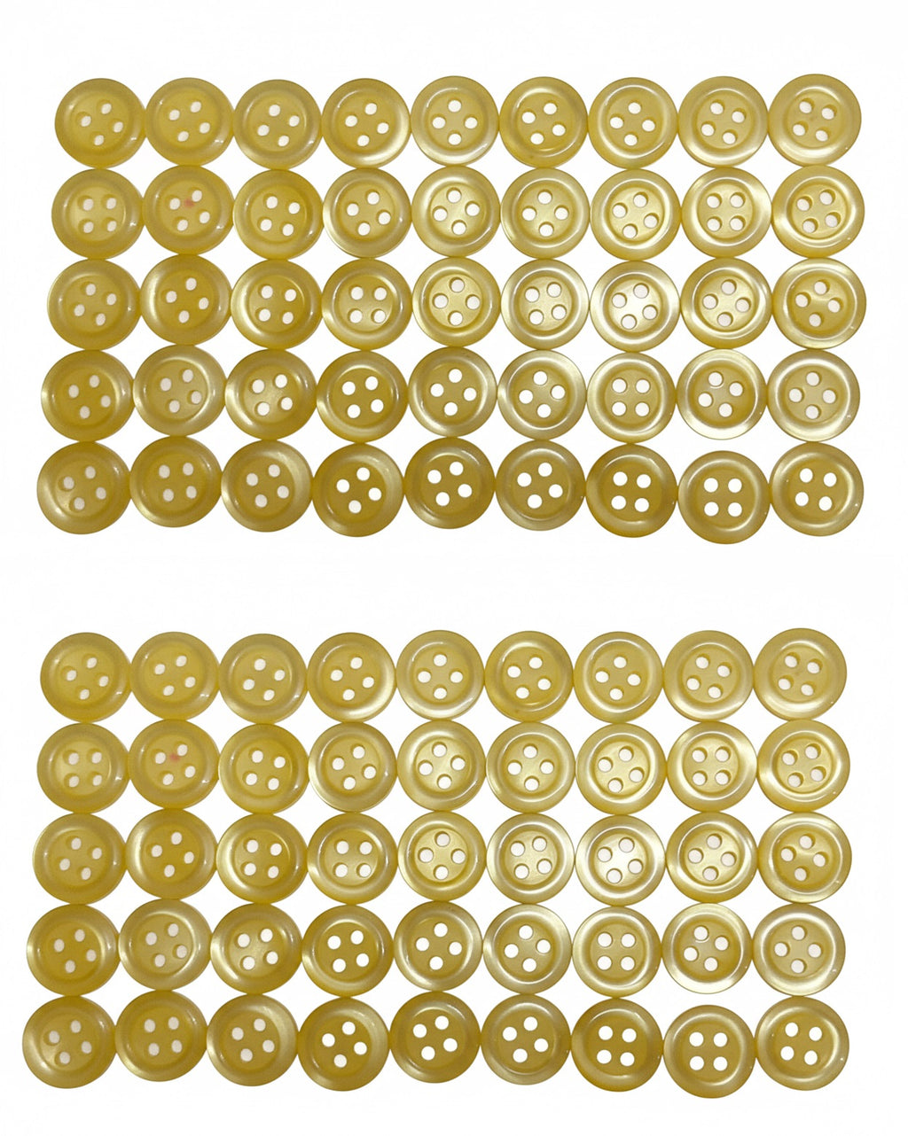 Buttons 100 Vintage 4 Hole for Dress Shirts Pearlesque Yellow 10.5mm NOS