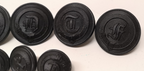 Black Livery / Civilian Buttons with Various Decorative Initial Letters set of 8