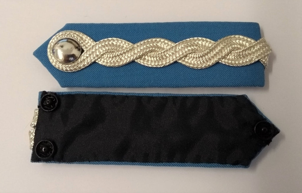 Collar Tabs Light Blue RAF Royal Air Force Silver Braid and Plain Buttons Press-stud Fit