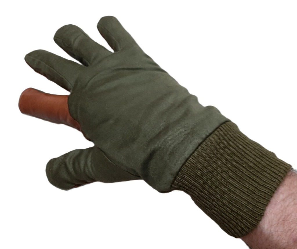 Aircrew Gloves RAF Royal Air Force & British Army 1980s Pattern Leather Palm Cotton Lined NOS