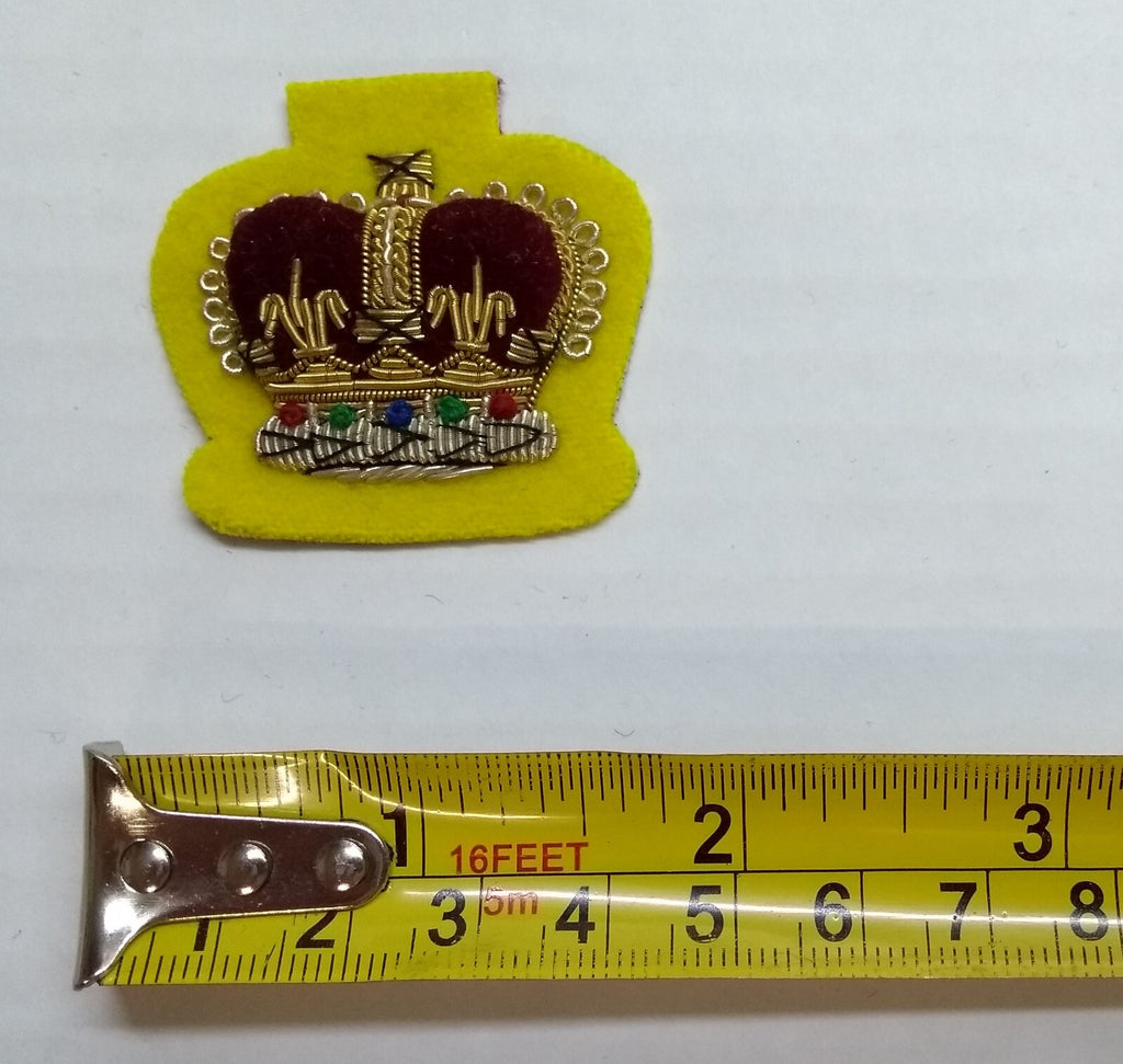 Warrant Officer Crown No1 WO 2 Yellow British Army Hand Embroidered Arm Patch