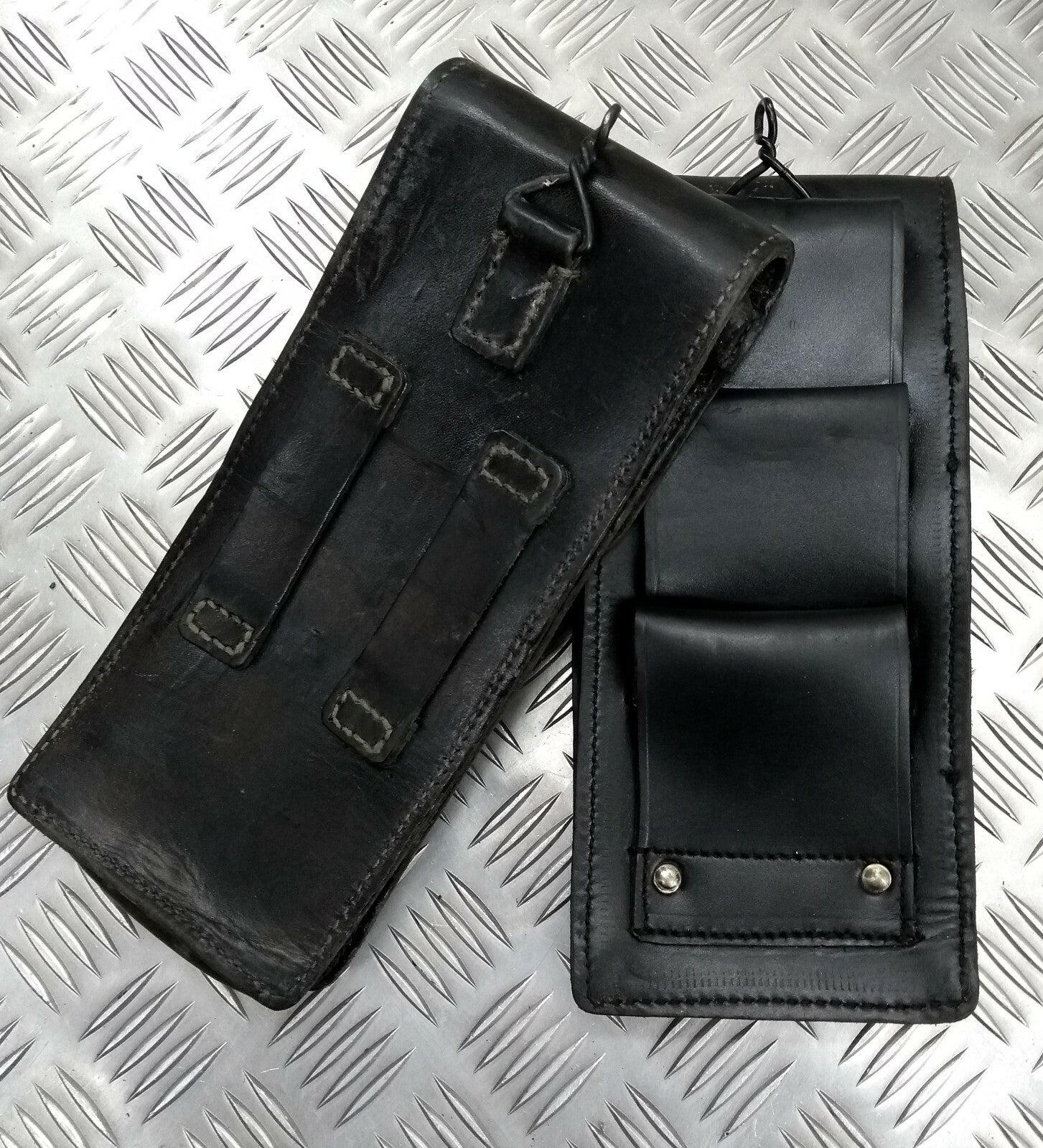 Genuine Vintage Army Leather Pouch with belt loops and metal loop - with Defect