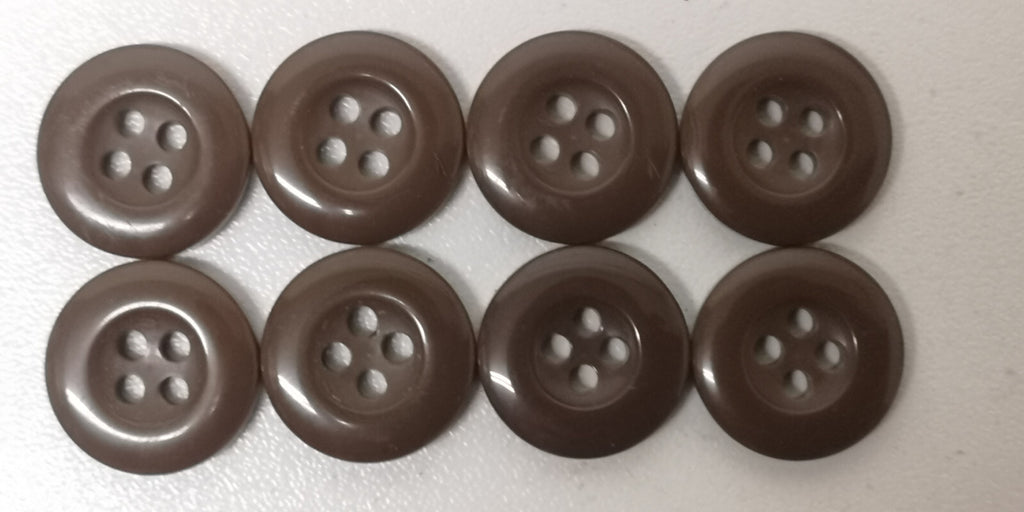 Brown 4 Hole Replacement Buttons for FAD / Barrack Trousers 24L 15.3mm Set of 8