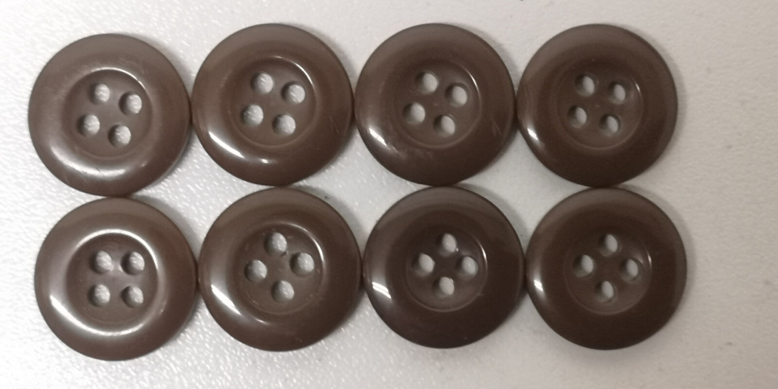 Brown 4 Hole Replacement Buttons for FAD / Barrack Trousers 24L 15.3mm Set of 8