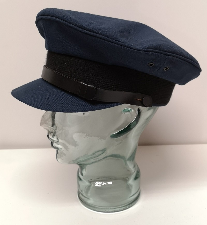 Plain Blue Cloth Peaked Hat with Chinstrap Size 55cm Hobson & Sons London