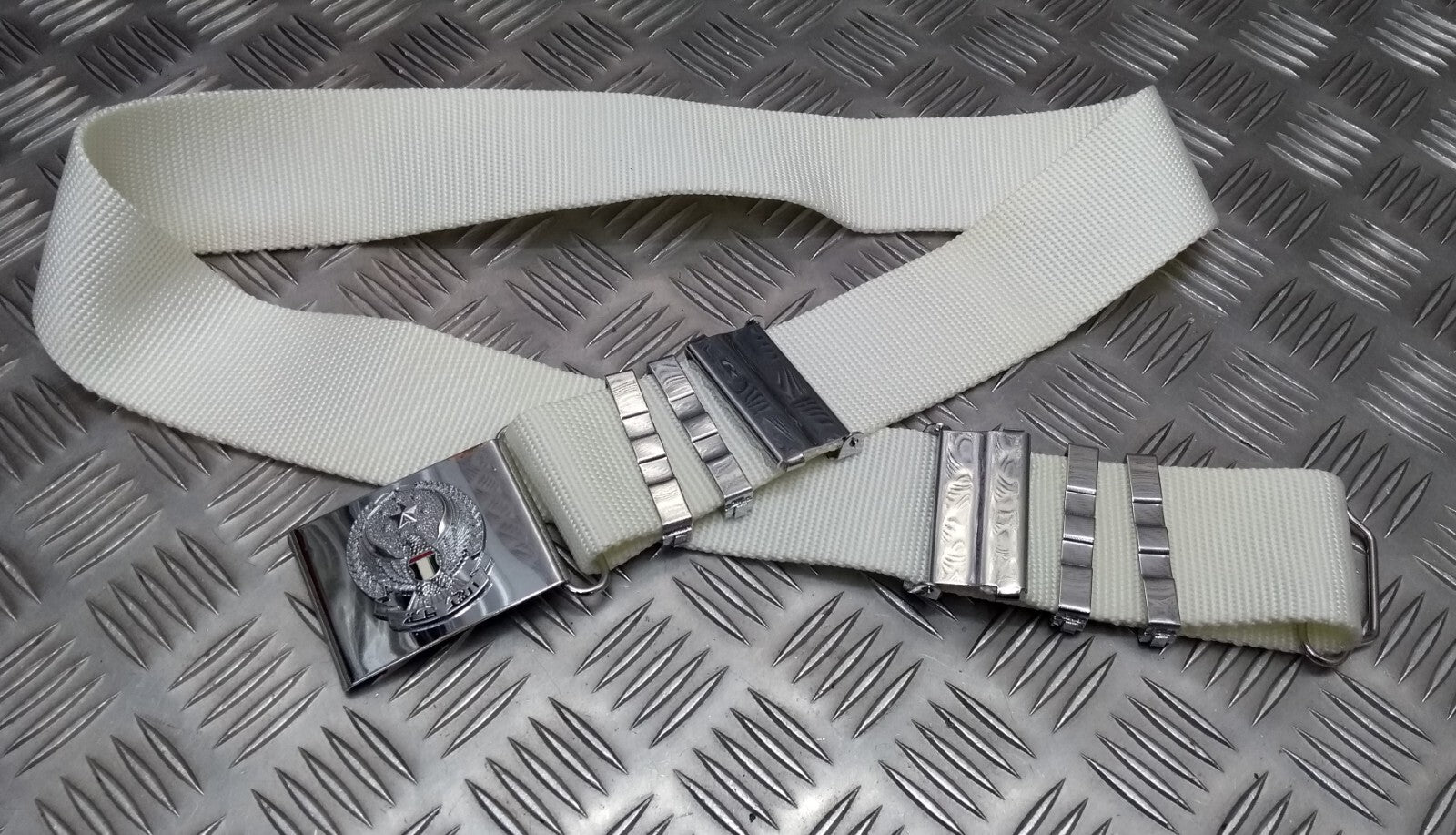 Abu Dhabi Belt White Nylon With Buckle For Ceremonial & Parade Duties