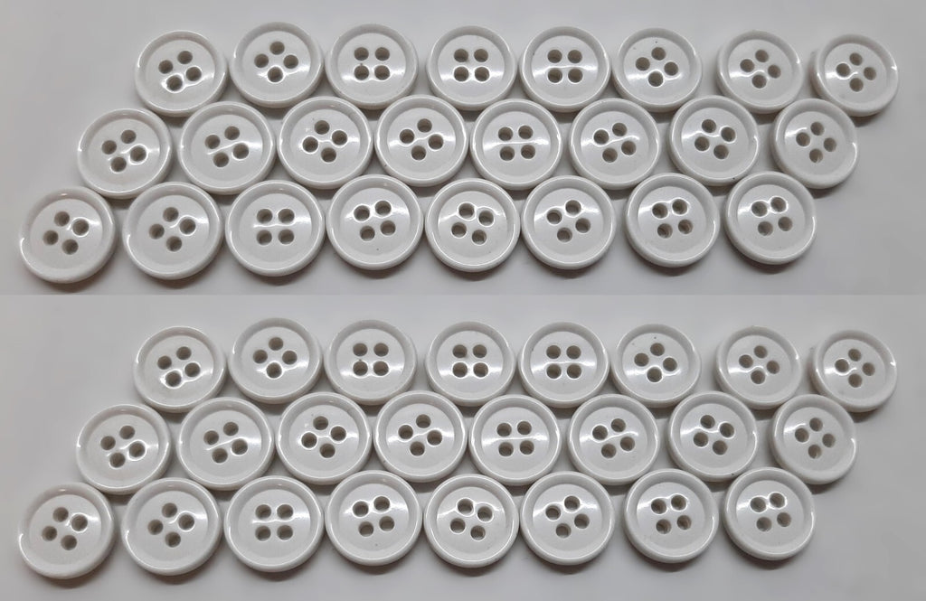 White Small Buttons for Braces British 4 Hole Pattern 14.5mm Set of 48