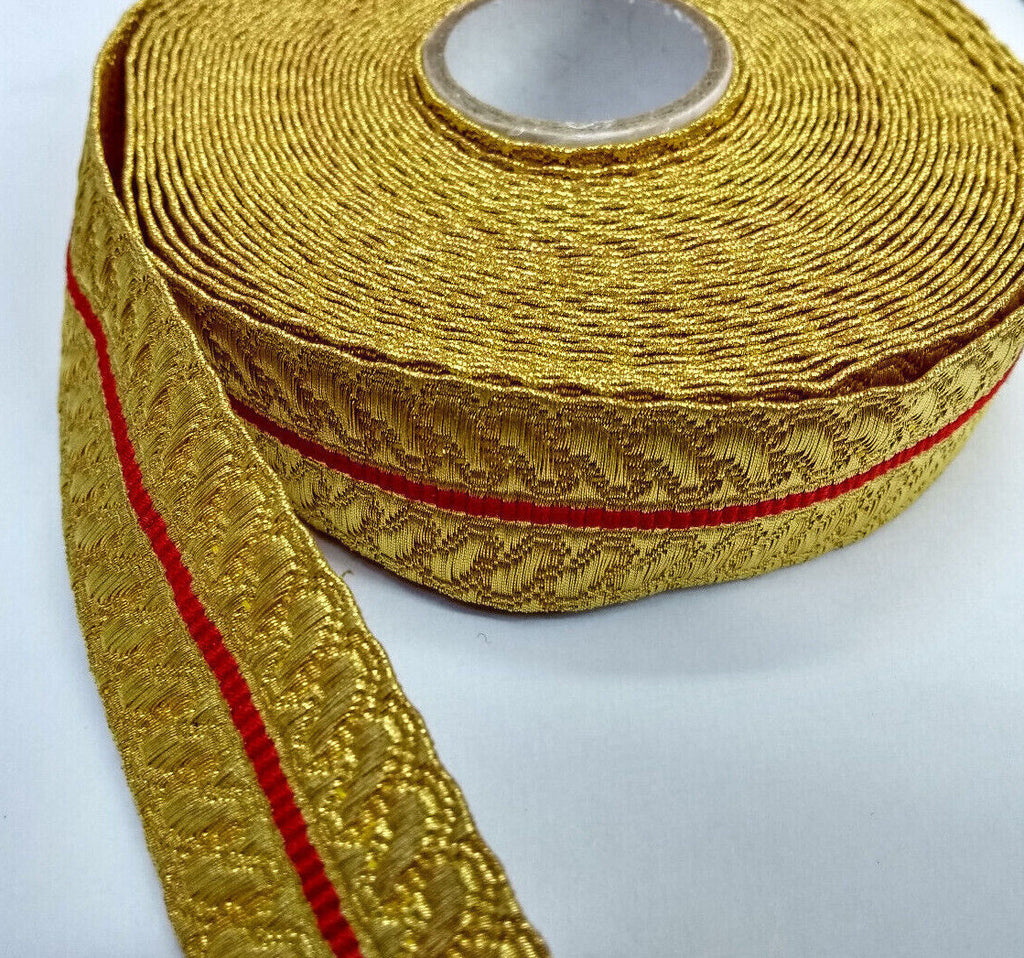 Gold Red Cotton Metalised Polyester Lace Genuine British Made Issue