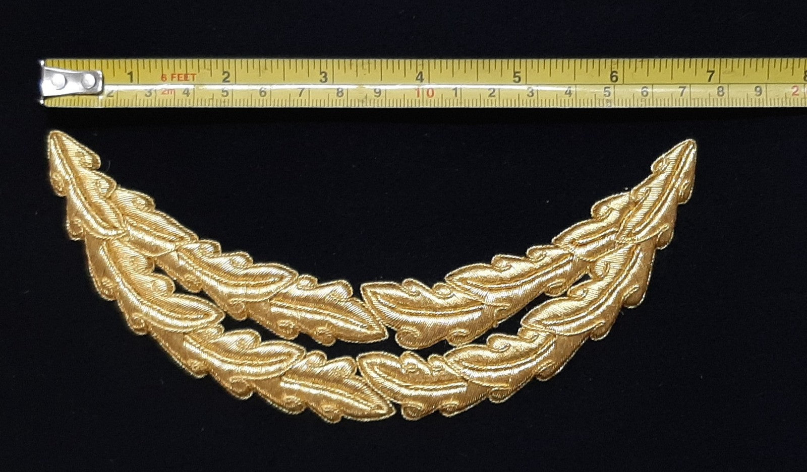 General Officer British Oakleaf Gold Mylar 2 Row Sprig Uncut on Cloth