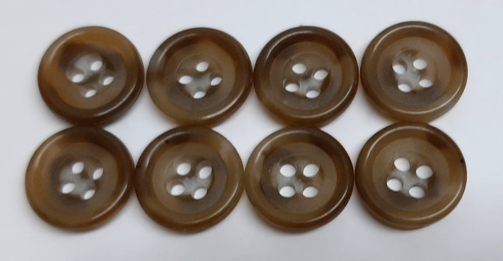 Vintage Army Buttons Old Pattern British Mottled Brown 4 Hole Size 14.4mm