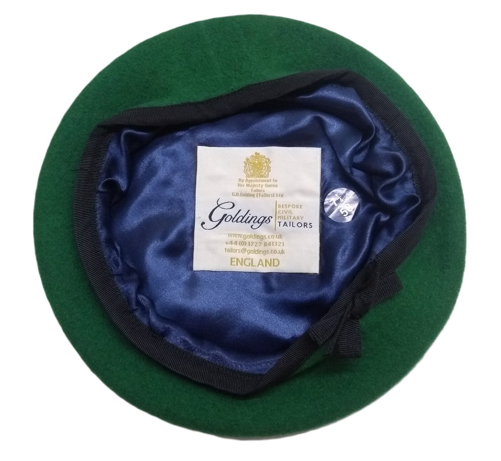 Green Beret Army Goldings UK Pattern Wool / Silky Lining & Petersham Trim 58cm.