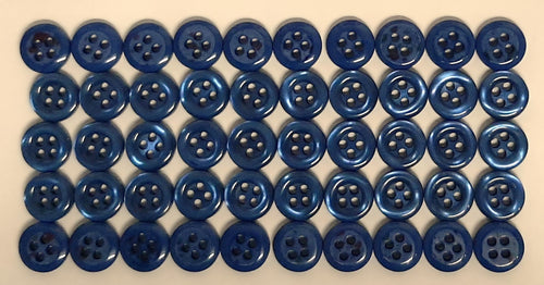 50 Vintage Buttons 4 Hole Shirt / Shank Anchors Pearlesque Blue 10.2mm NOS