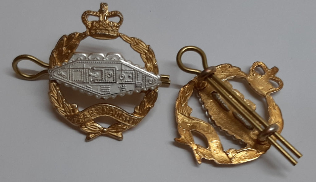 RTR Officer's Insignia Badge Royal Army Tank "Fear Naught" Collar Badges 1 Pair