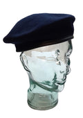 Wool Beret British Pattern Leather Rim Navy Blue Colour Size 54cm