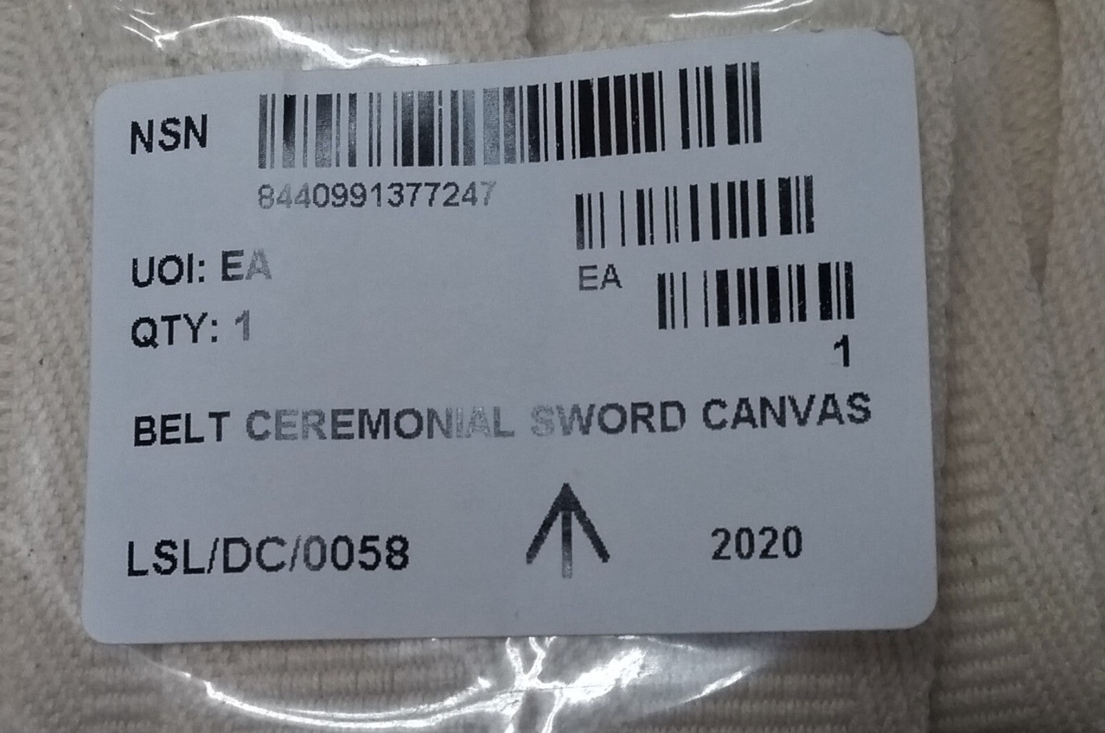 Belt Ceremonial Canvas Off White British Air Size X-LARGE