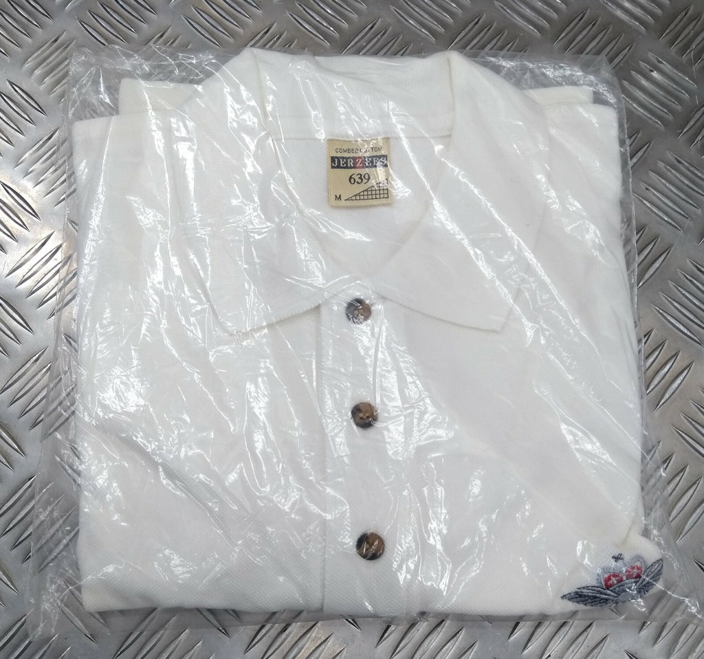 RAF Royal Air Force PTI White Polo T Shirt with Jerzees Physical Training Instructor Logo