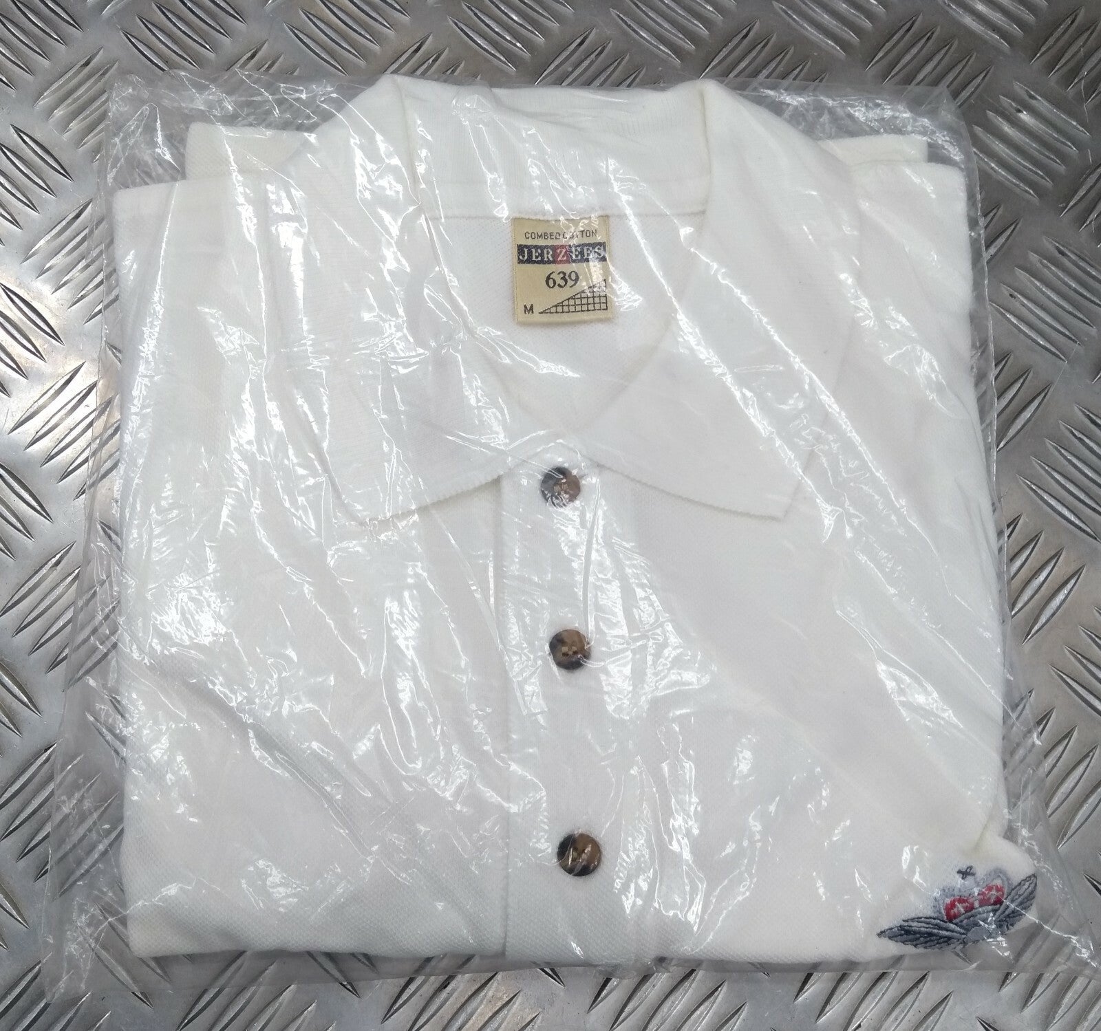 RAF Royal Air Force PTI White Polo T Shirt with Jerzees Physical Training Instructor Logo