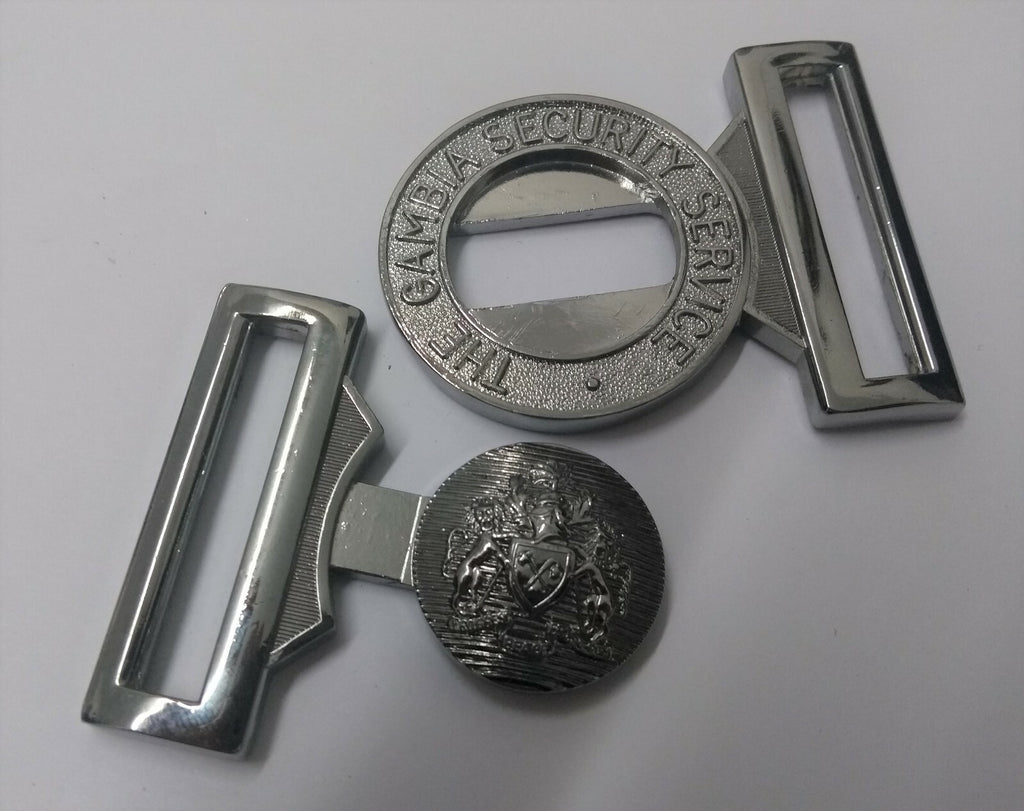 Genuine The Gambia Security Service Insignia Belt Buckle Chrome Locket NEW