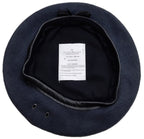 RAF Royal Air Force Beret Knitted Wool Blue Grey With Leather Rim & Badge Eyelets 56cm New