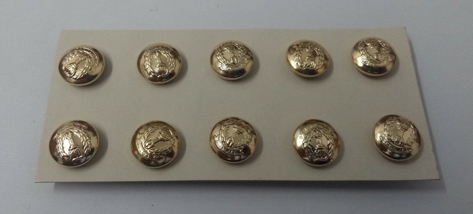 Gold Ring Buttons, Reef and Hand Holding Torch. 12mm x 10- NEW