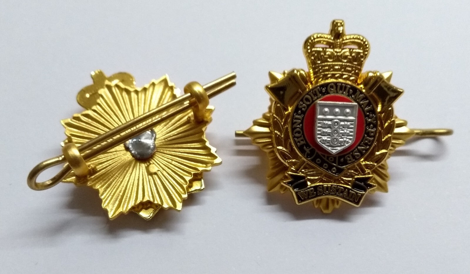 British Army RLC Collar Dogs Offc. Logistics Corps Metal Badges Split Pin