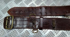 Vintage Sam Browne Belt Brown Leather No Shoulder Strap Brass Buckle & Fittings