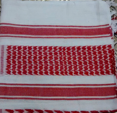 100% Cotton Shemagh / Arab Scarf / Pashmina / Wrap / Sarong. Red & White - NEW