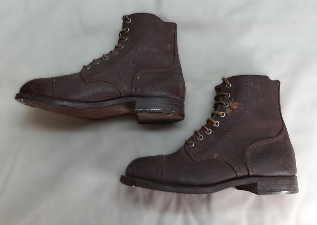 Vintage Army Boots Brown Leather WW2 Pattern Dated 1945 Heel & Toe Plates EU 47