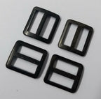 Subdued 3/8" Buckle Small Black Metal Strap Sliders Adjuster Stays 2 Pairs