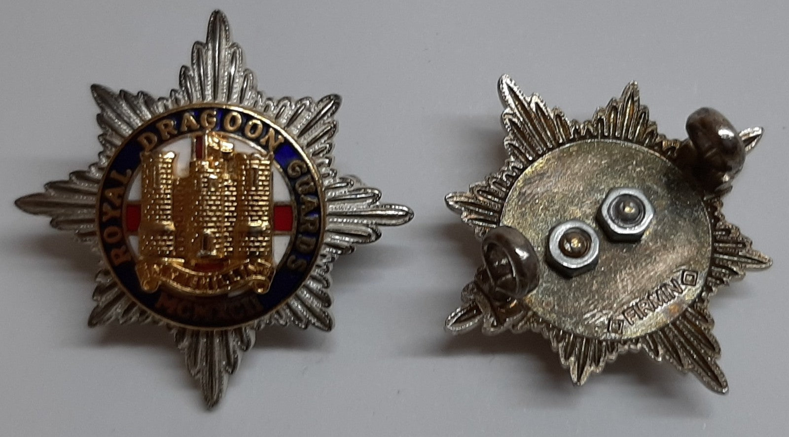 RDG Insignia British Army Collar Badges Vintage Two Small Royal Dragoon Guards