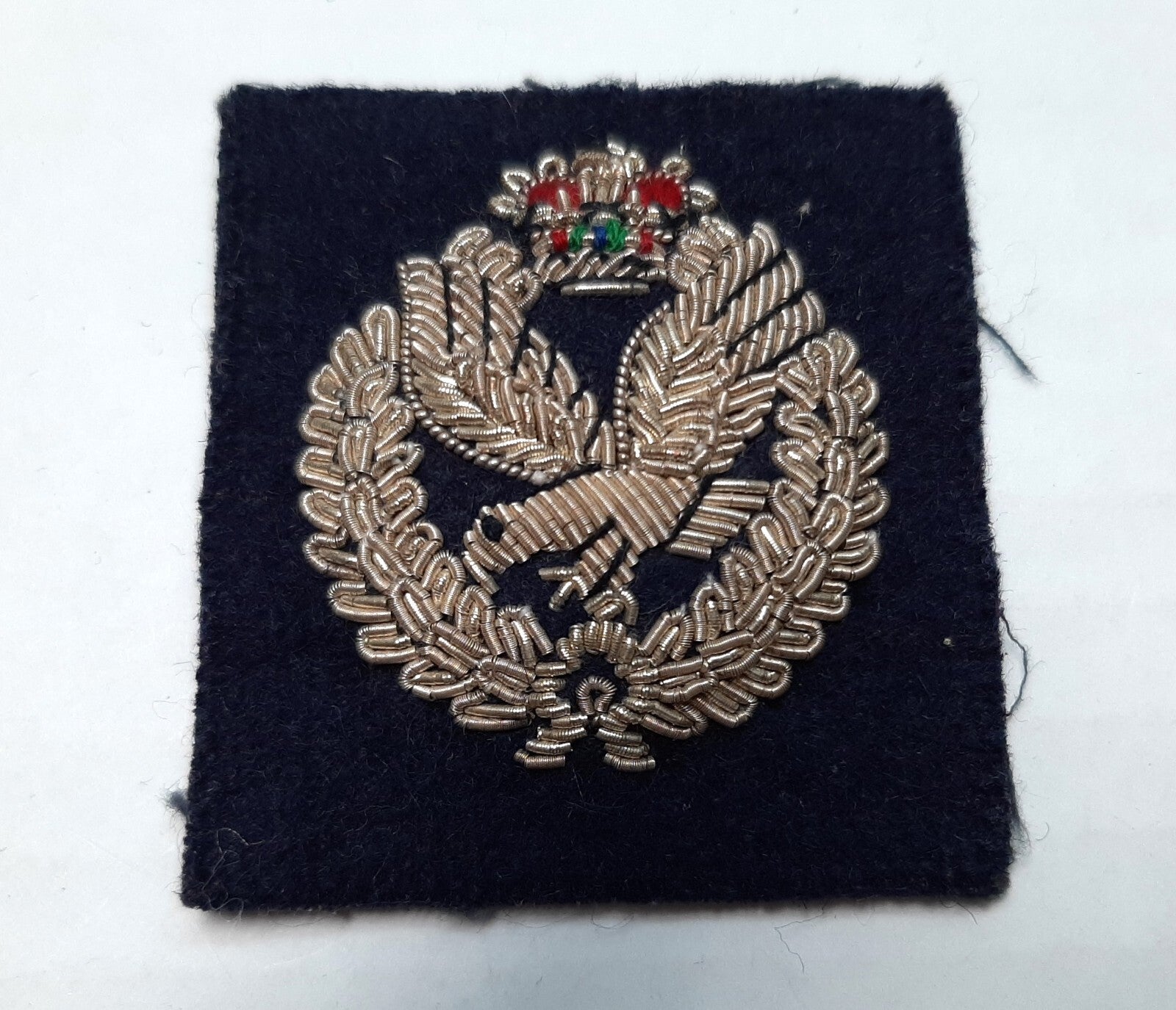 Vintage AAC Beret Badge British Army Air Corps Wire Insignia Patch on Blue