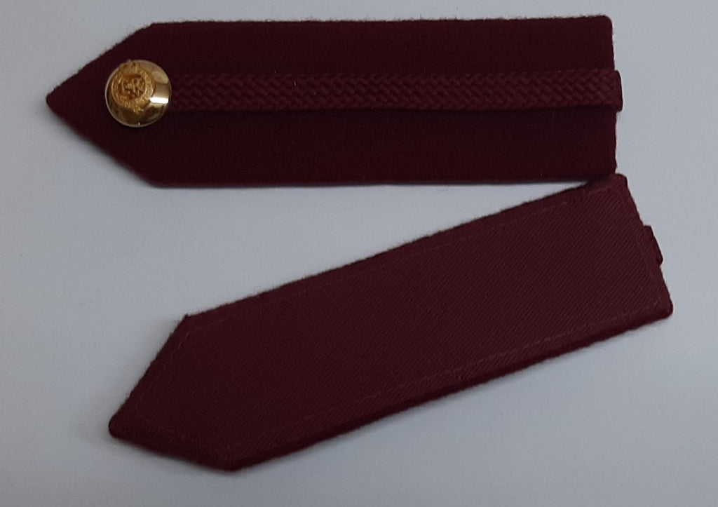 Maroon Officer's Gorgets British Made Army Pattern with Twill Cord and Buttons