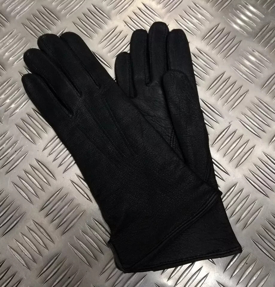 Style Officers Black Leather Lined 3 Dart Parade Gloves Size 8¾