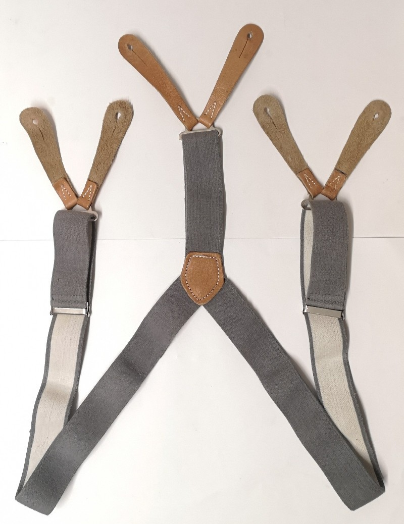 Genuine British Army / RAF Royal Air Force Braces with Leather Buckles -SMALL- Adjustable
