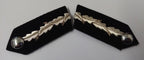 Black Gorgets Collar Tabs With Silver Leaf Insignia Plain Buttons & Clip Backs L