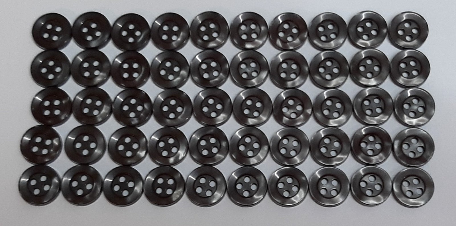 Buttons 50 Vintage 4 Hole for Dress Shirts Pearlesque Black / Grey 10.7mm NOS