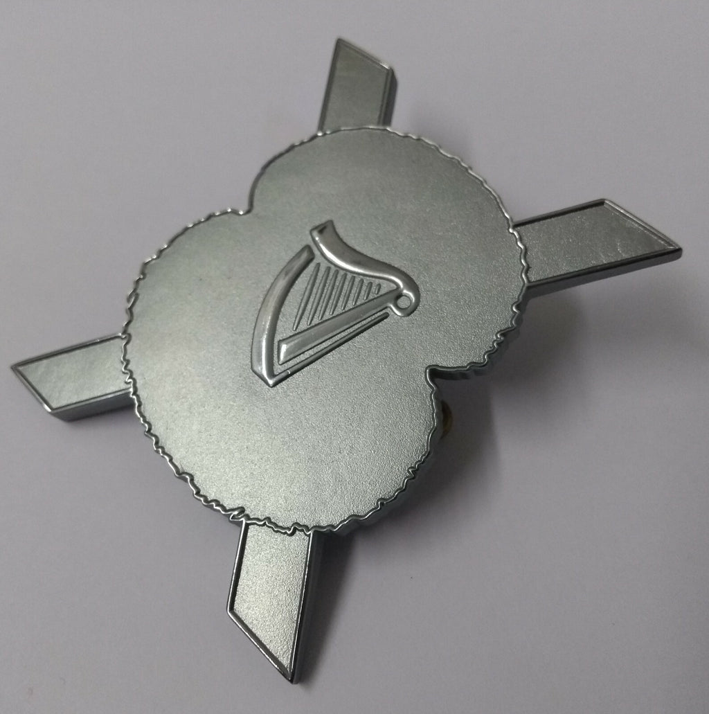 Harp & Cross Chrome Large Insignia Metal Badge Unknown With Split Pint Fixing