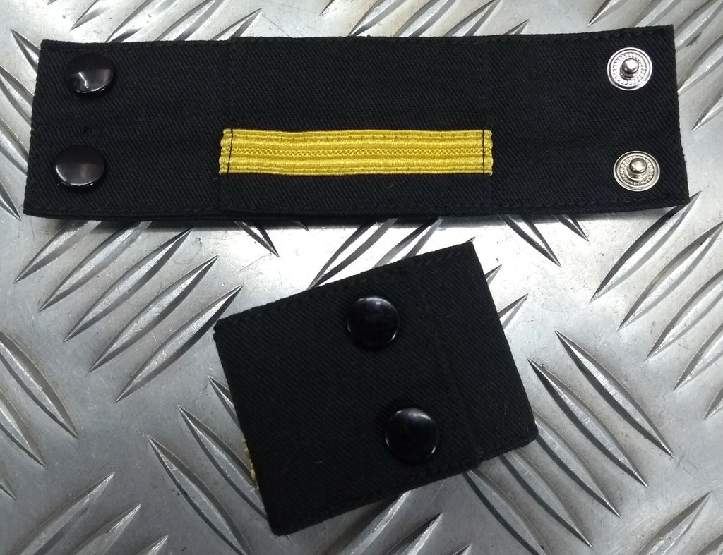 Genuine Vintage Navy Issue Rank Shoulder Tabs Press Stud With Gold Lace Flashes
