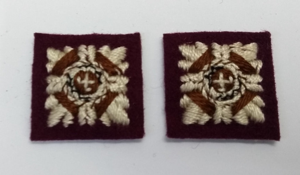 Vintage Rank Pips Senior Officer Insignia on Maroon / Soft Felt Backing Obsolete