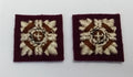 Vintage Rank Pips Senior Officer Insignia on Maroon / Soft Felt Backing Obsolete