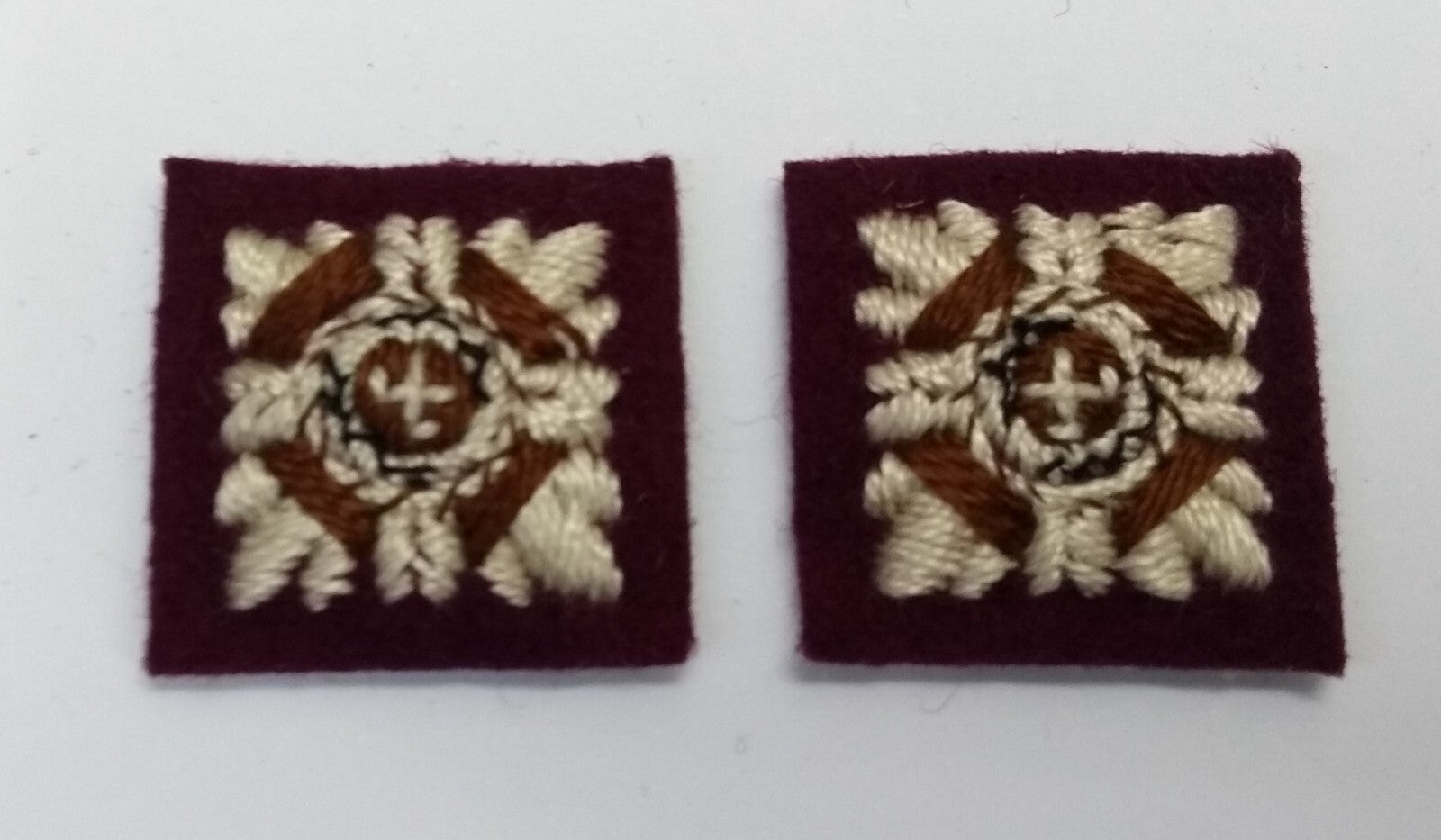 Vintage Rank Pips Senior Officer Insignia on Maroon / Soft Felt Backing Obsolete