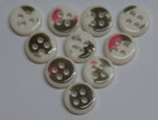 Buttons 50 Vintage 4 Hole for Dress Shirts Pearlesque Clear White 10mm NOS