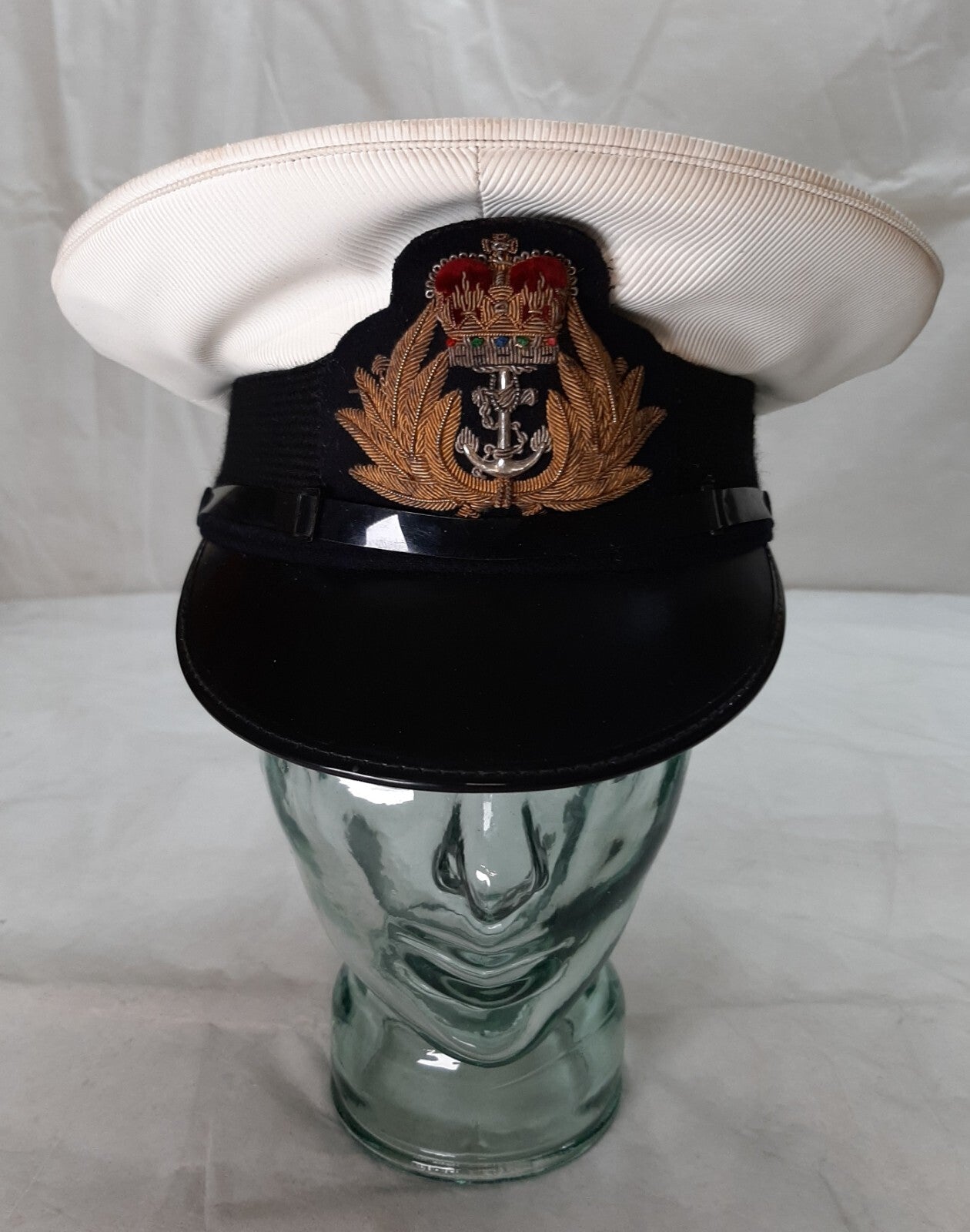 RN Officer's Hat British Naval Insignia Badge Buttons & Chinstrap Old Pattern