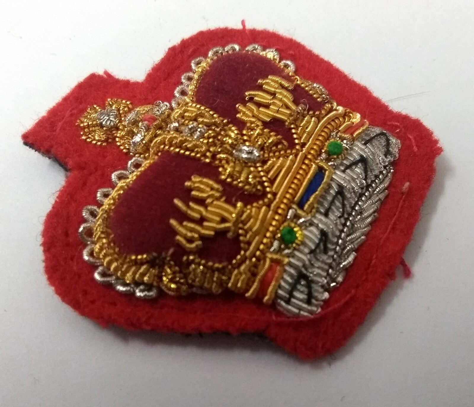 Genuine Vintage British Braided Decorative Crown on Red Felt