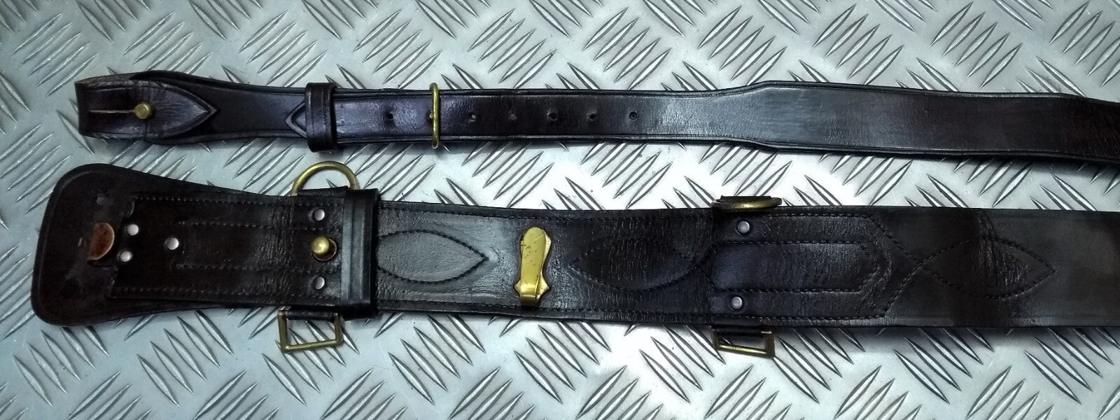 Sam Browne Brown Leather Belt & Shoulder Strap British Issue No Main Buckle