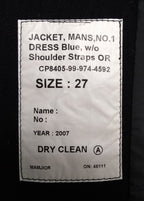 British Army No1 Blues Dress Jacket 100% Wool No Shoulder Straps Size 27