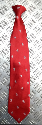 Red Clip On Tie with Grey Lion Insignia Genuine British - NEW