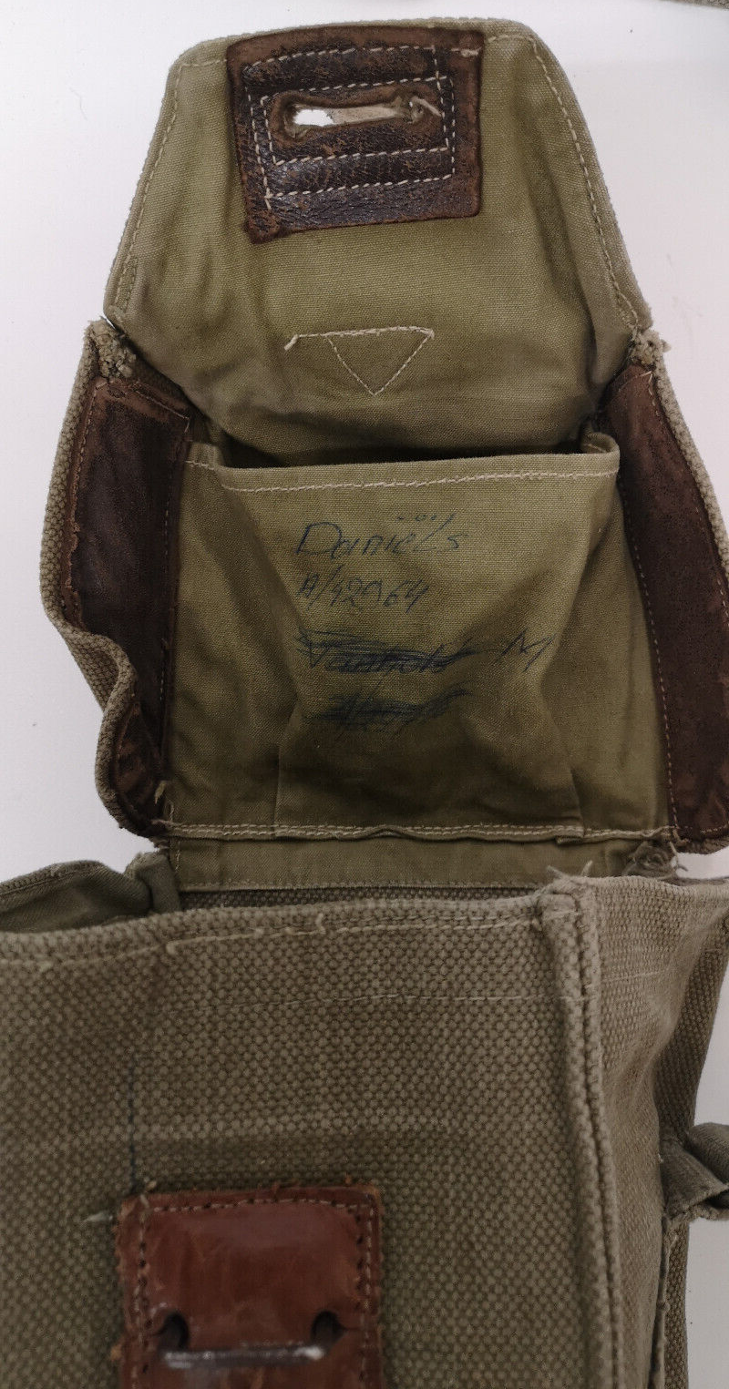 Vintage Belgian Army Canvas Shoulder Satchel Bag Gas Mask Heavy Duty Webbing