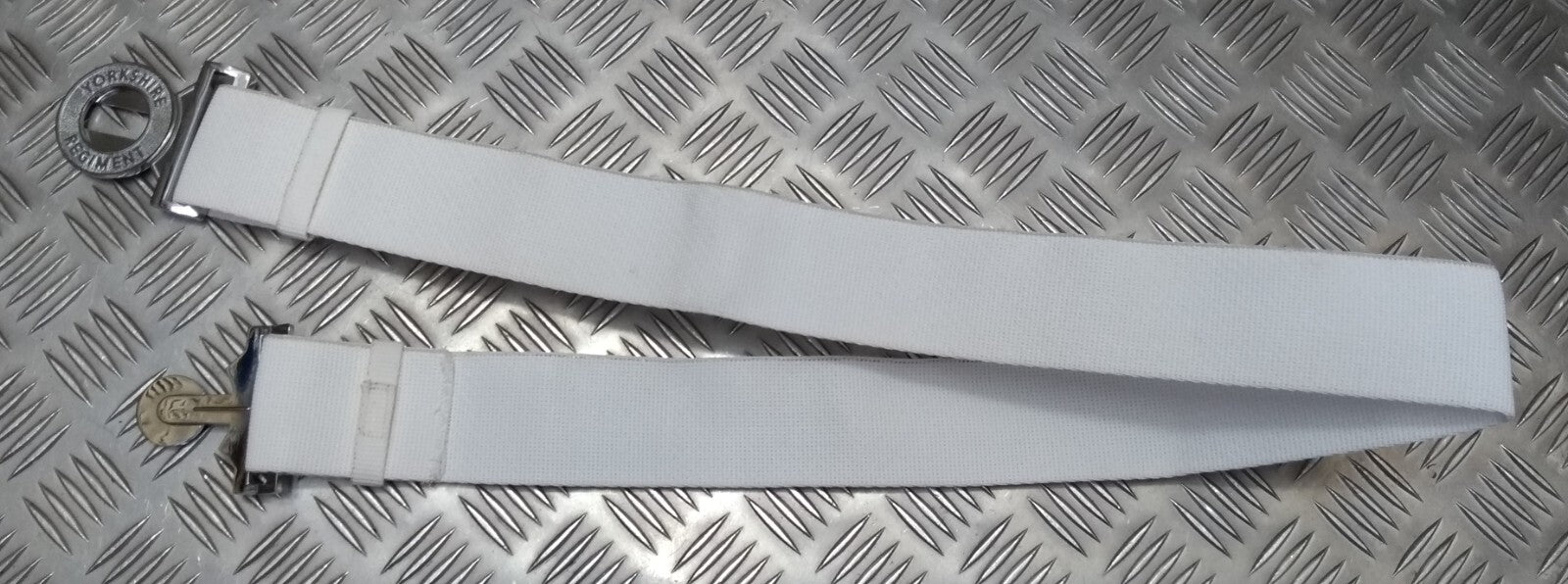 Yorks Belt White Yorkshire Regiment Courlene Belt & Chrome Buckle 44"