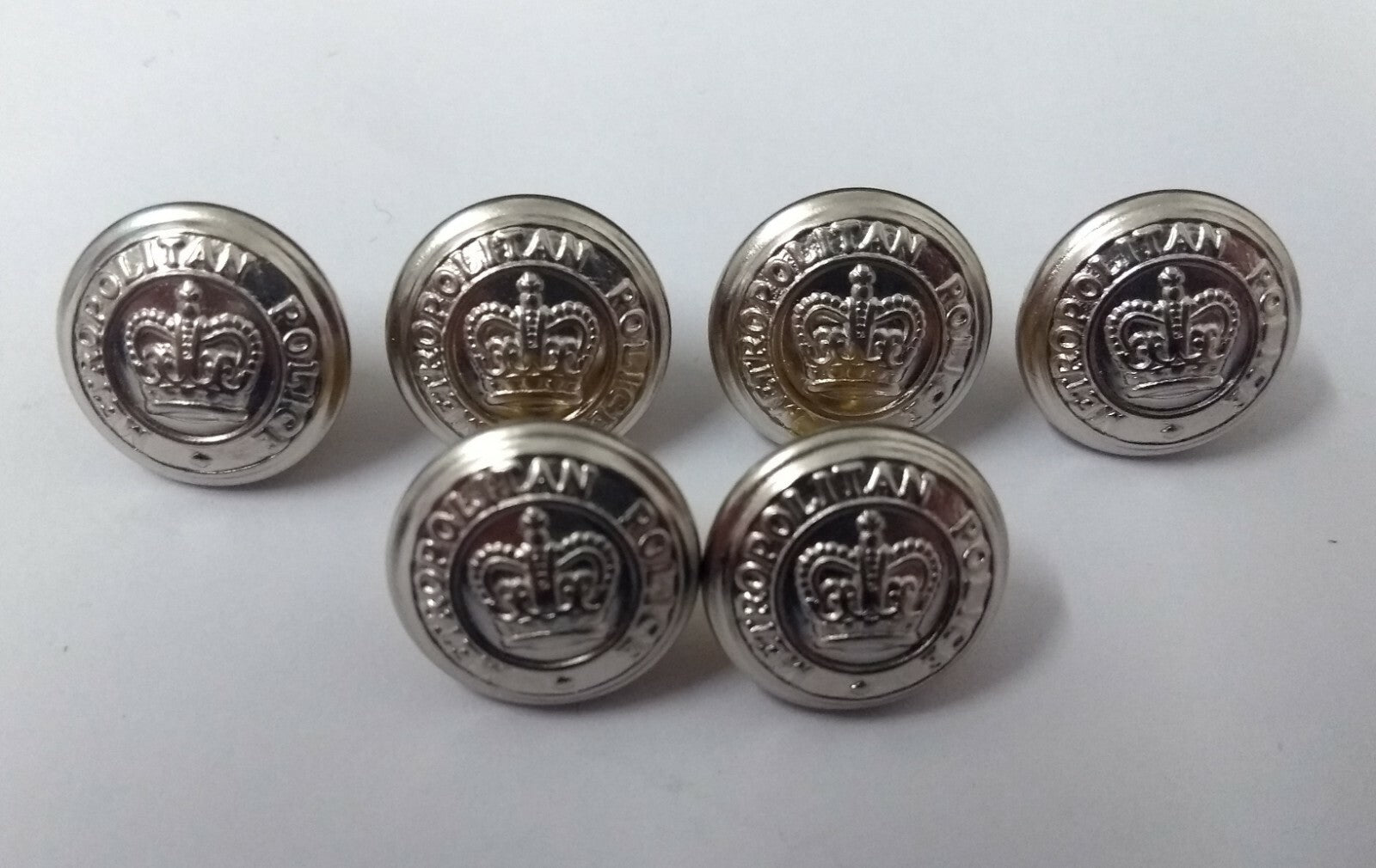 Genuine British Issue Obsolete London Met Silver Crown Buttons X 20 ASBT120